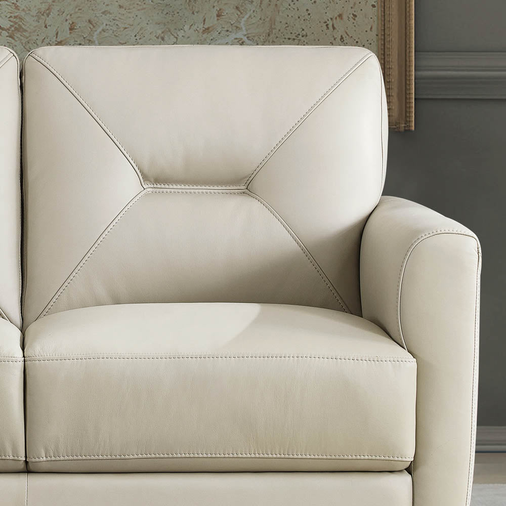 Mavis Leather Loveseat Beige Memory Foam Genuine Leather