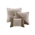 7 Piece Micro Corduroy Comforter Set Taupe Queen Queen Taupe Polyester