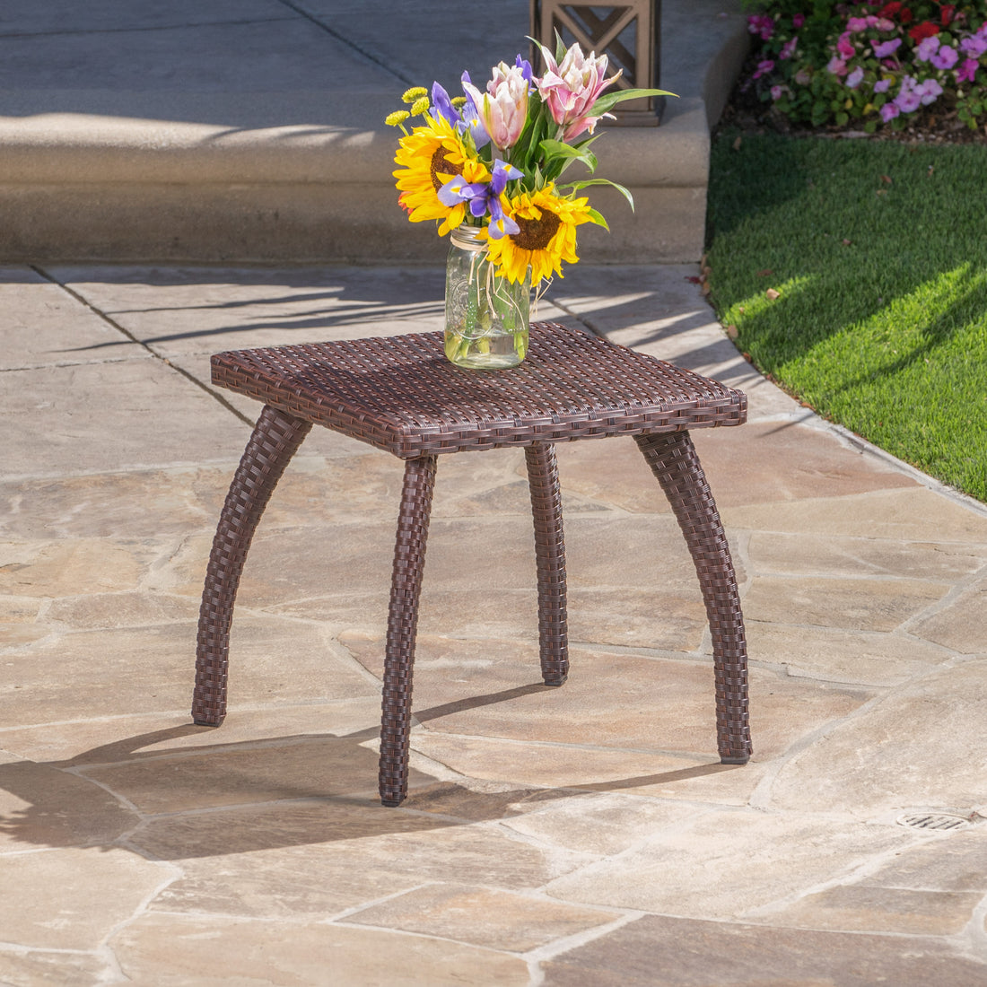 Honolulu Brown Side Table Brown Rattan