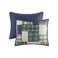 3 Piece Reversible Printed Quilt Set Green Navy Full Queen Green Navy Microfiber