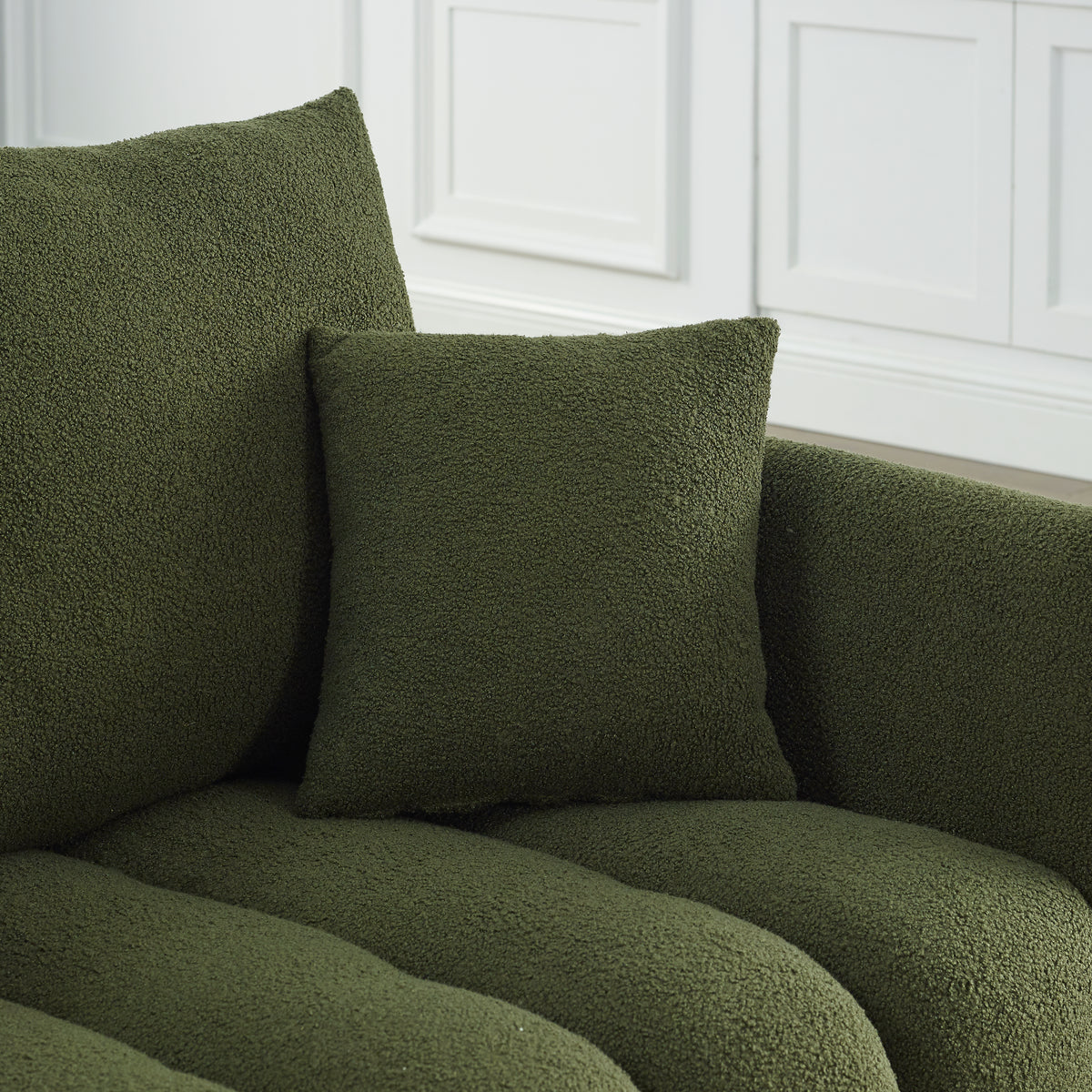 3 Seater 3 Seater Combo Sofa Modern Living Room Sofa, Teddy Sofa, Wooden Frame, 6 Cushions, Apartment Sofa Furniture Green Wood Primary Living Space Pine Foam Fabric 6 Seat
