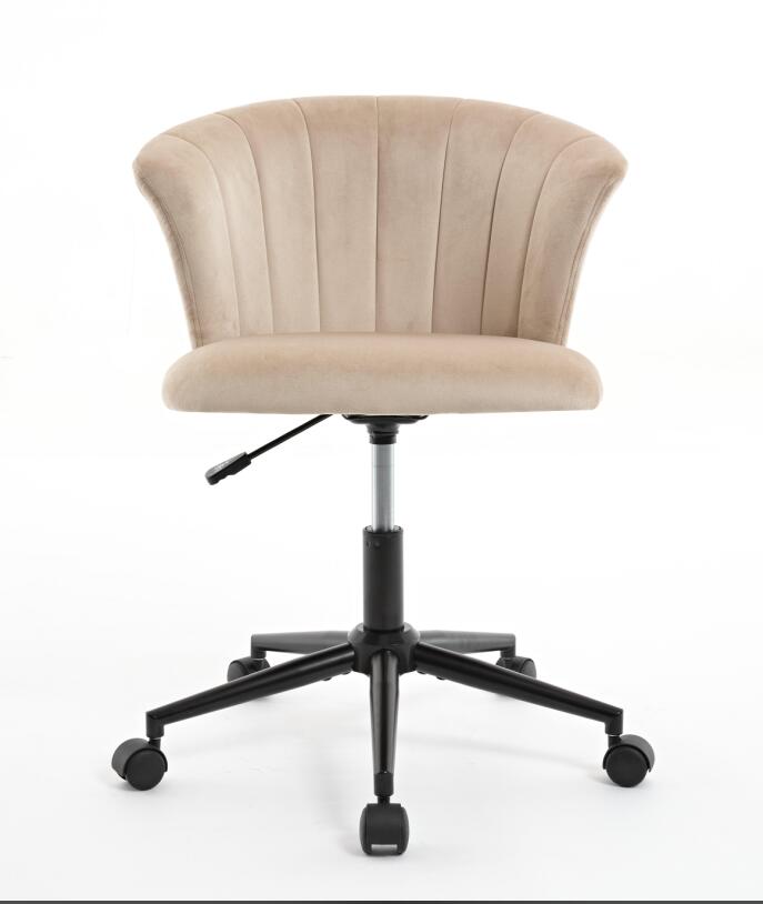 Home Office Chair, Velvet Fabric Swivel Flower Shape Computer Desk Chair For Home Office Or Bedroom Camel Foam Polyester Blend