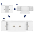 Full Size Murphy Bed With Shelves, Cabinets And Usb Ports,White White Mdf Lvl