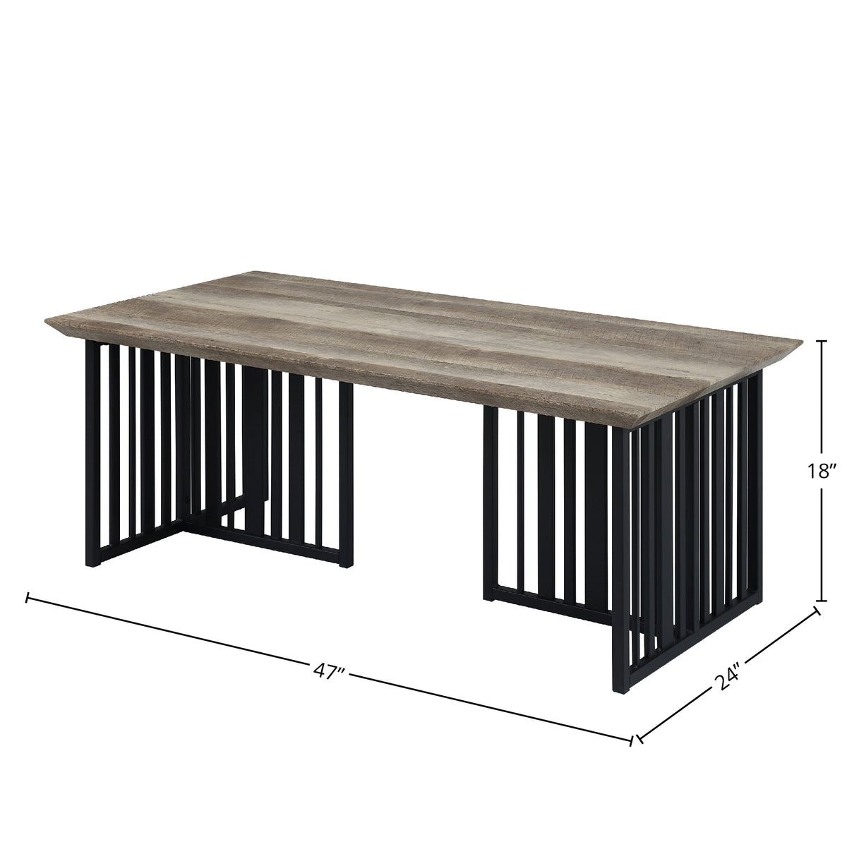 Antique Oak And Black Coffee Table With Metal Base Oak Primary Living Space Industrial Round Wood Metal Pedestal
