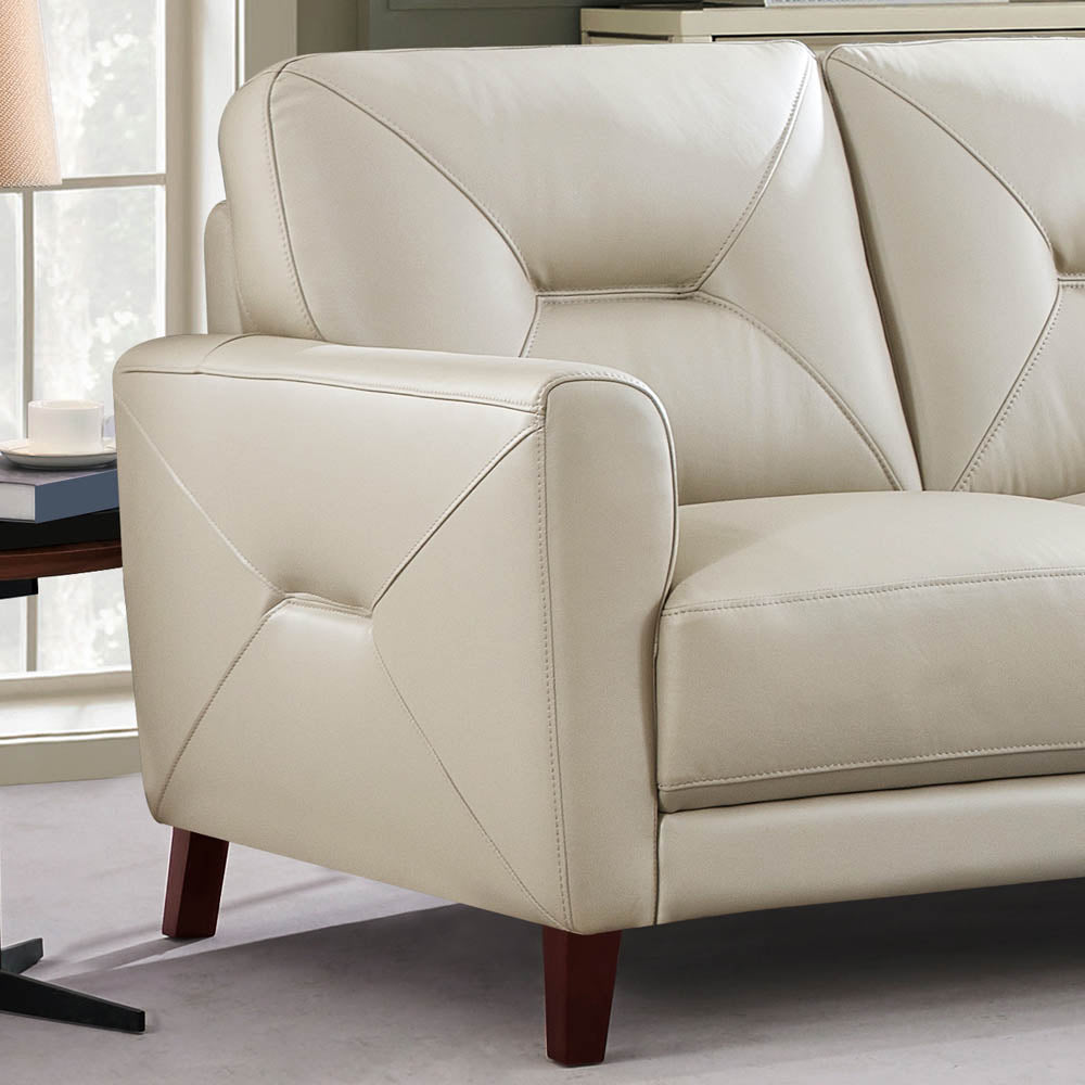 Mavis Leather Loveseat Beige Memory Foam Genuine Leather