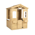 Wooden Playhouse For Kids Outdoor With Working Door, Windows, Mailbox, Bench, Flowers Pot Holder, 39