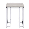 Natural Oak And Chrome End Table With Metal Sled Base Oak Primary Living Space Modern Square Wood Metal Sled