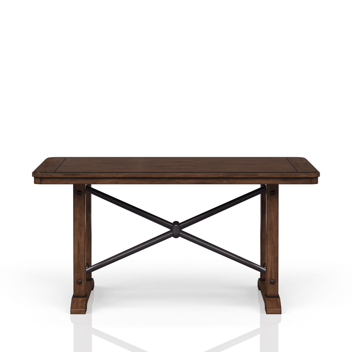 Casual Counter Height Double Pedestal Dining Table Brown Finish Brown Solid Wood Mdf