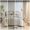 3 Piece Striped Cotton Comforter Set Taupe King Cal King Taupe Cotton