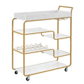 6 Tier Bar Cart, Slide Bar Serving Cart, Retro Style Wine Cart For Kitchen, Beverage Cart With Wine Rack And Glass Holder, Rolling Drink Trolley For Living Room, Dining Room Gold Metal Metal,Particle Board