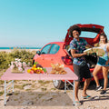 4Ft Pink Portable Folding Table Indoor&Outdoor Maximum Weight 135Kg Foldable Table For Camping Pink Garden & Outdoor Iron Plastic