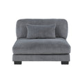 1Pc Modern Living Room Furniture Modular Armless Chair Plush Gray Corduroy Fabric Upholstery Plywood Frame, Matching Pillow Gray Wood Primary Living Space Modern Plywood 1 Seat