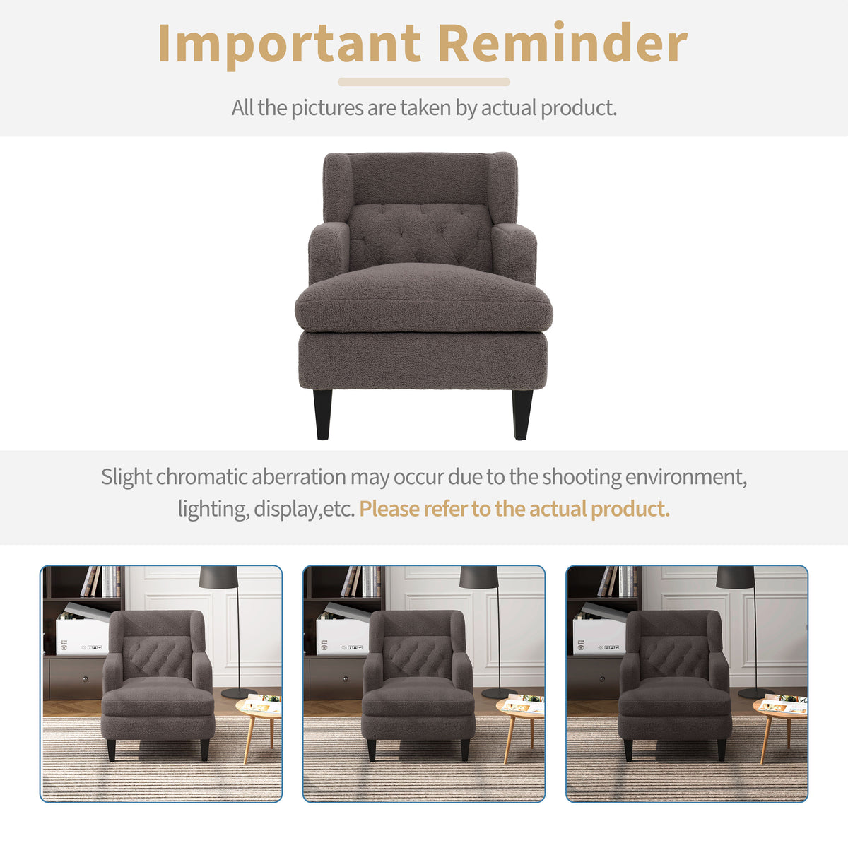 Upholstered Accent Chair Tufted Armchair For Living Room And Bedroom, Russet Brown Brown Birch Foam Teddy