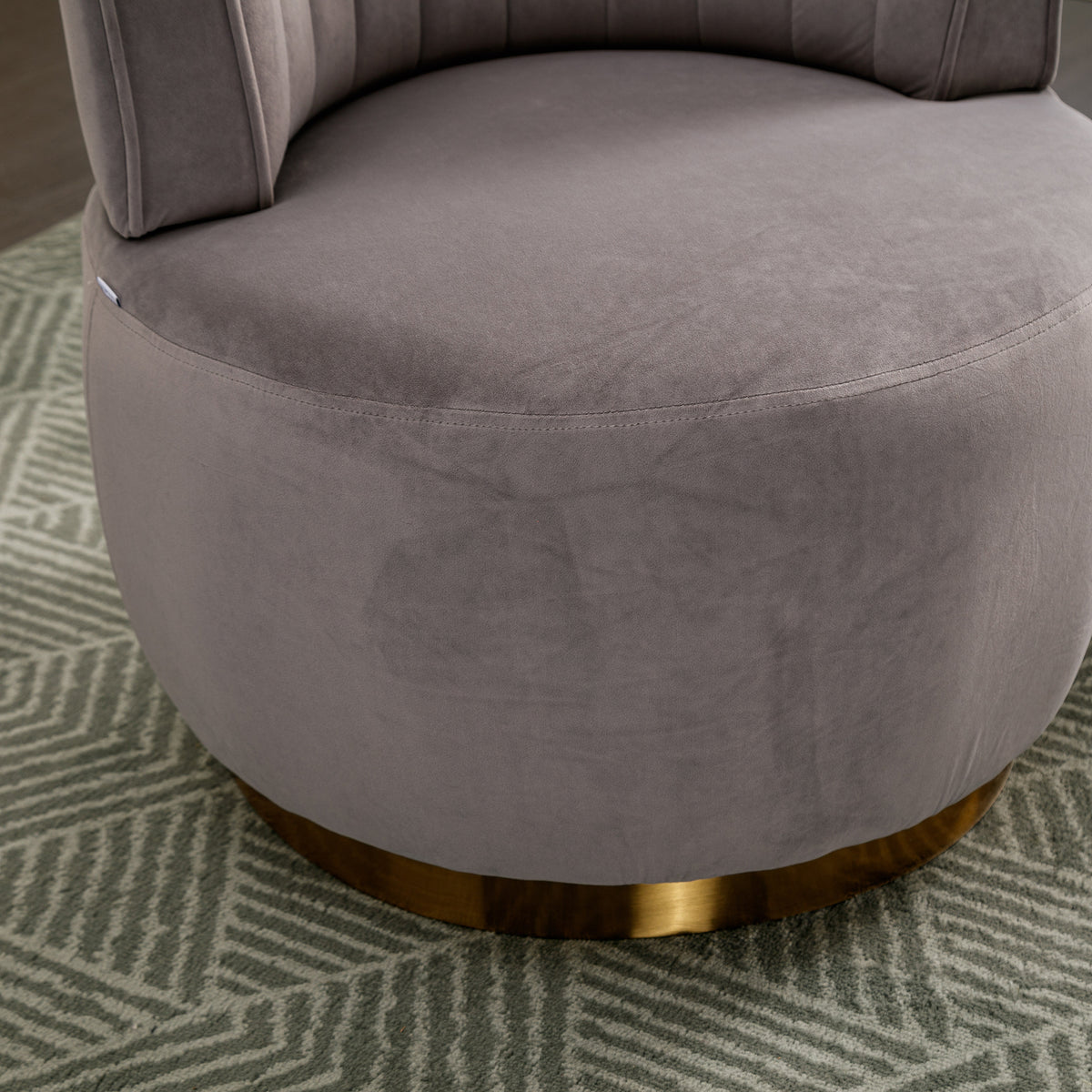 Coolmore 360 Degree Swivel Cuddle Barrel Accent Sofa Chairs, Round Armchairs With Wide Upholstered, Fluffy Velvet Fabric Chair For Living Room, Bedroom, Office, Waiting Rooms Gray Foam Velvet