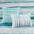 6 Piece Printed Quilt Set With Throw Pillows Aqua King Cal King King Aqua Cotton