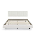Queen Floating Bed Frame With Wall Mounted Headboard Modern Low Profile Platform Bed Frame Queen Size Faux Leather Upholstered Platform Bed Frame,No Box Spring Needed,White Queen White Pu