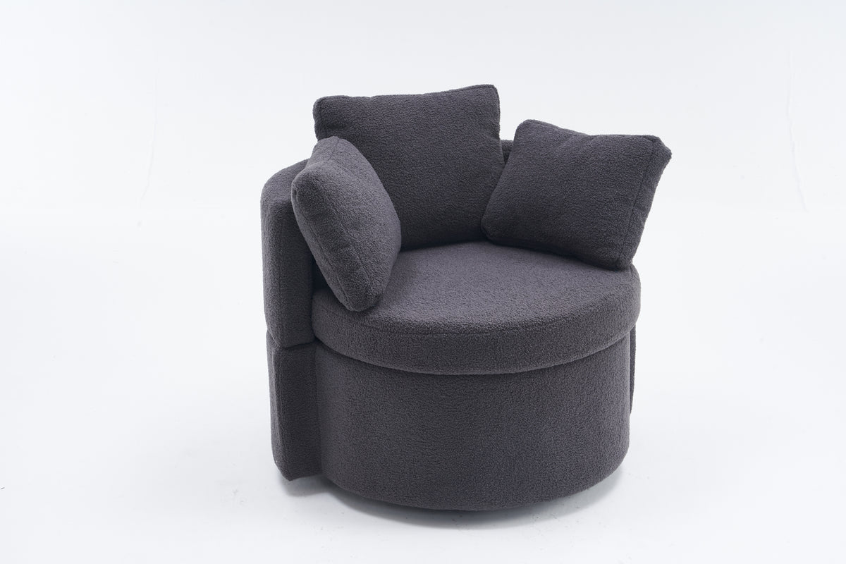 029 Teddy Fabric Swivel And Storage Chair With Back Cushion For Living Room,Dark Gray Dark Gray Primary Living Space Modern Foam Teddy