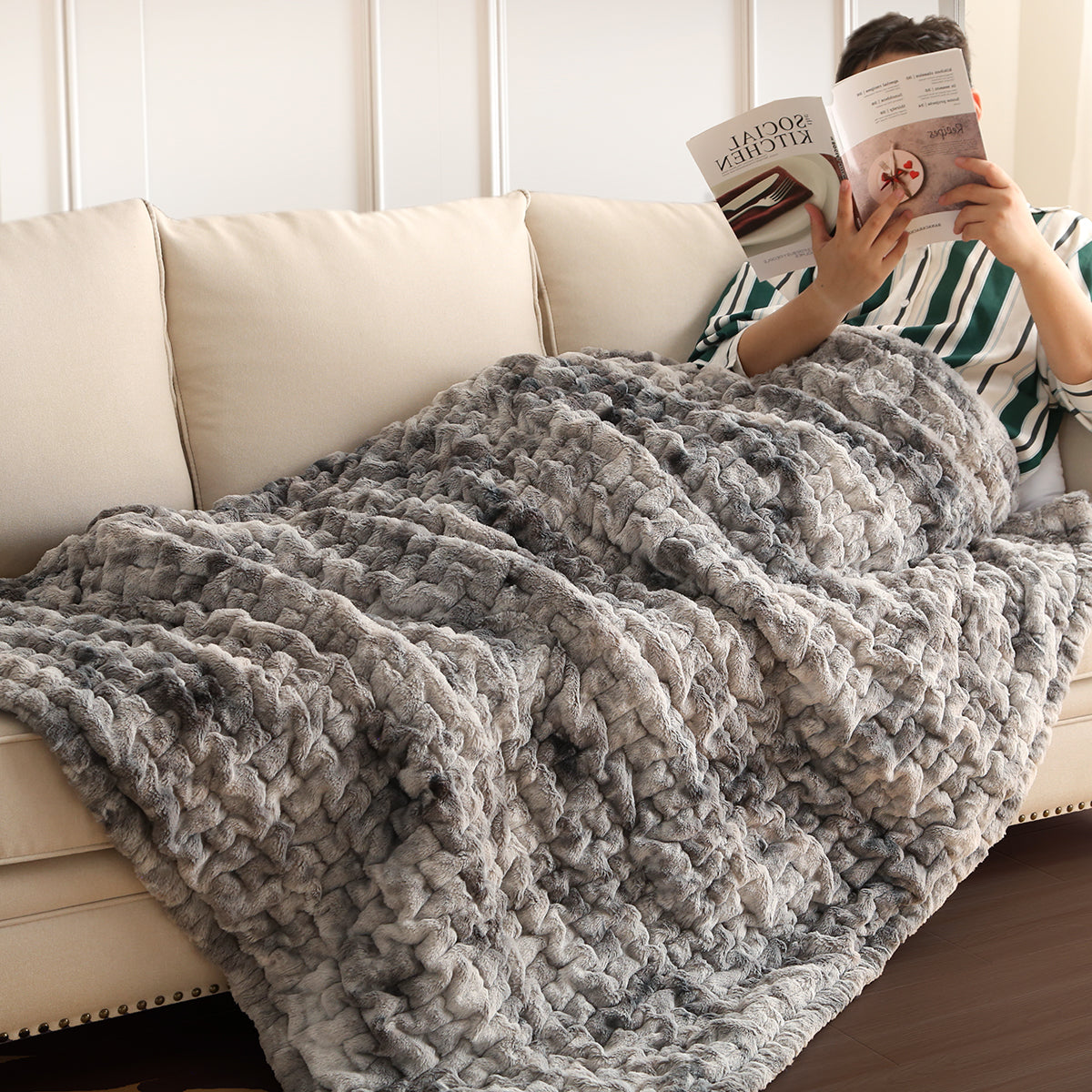 50X60" Faux Fur Throw Multicolor Faux Fur