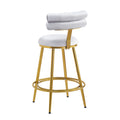 27.65'' Modern Counter Stools Set Of 2,Light Gray Velvet Counter Stools With Iron Frame,Soft Back And Cushion,Footrest,Suitable For Kitchen Bedroom Dining Room Iron Light Gray Kitchen Sponge Modern