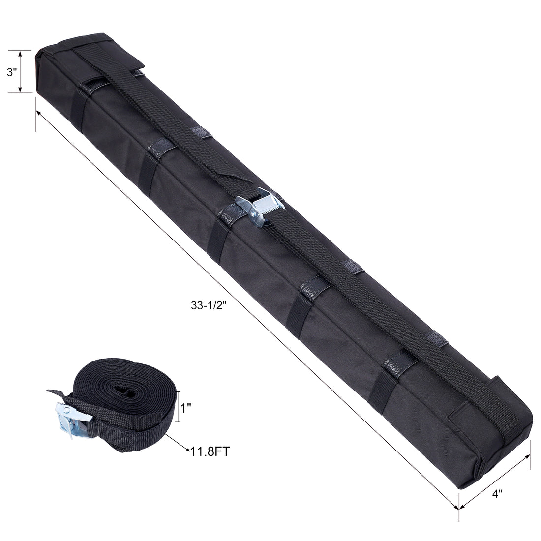 Premium Kayak Roof Rack Pads Universal Car Soft Roof Rack Kayak Carrier For Canoe Surfboard Paddleboard Sup Snowboard With Tie Down Straps, Tie Down Rope, Quick Loop Strap And Storage Bag Black Fabric