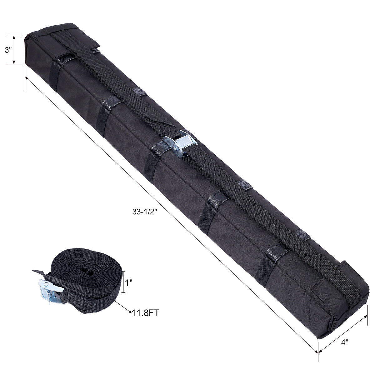 Premium Kayak Roof Rack Pads Universal Car Soft Roof Rack Kayak Carrier For Canoe Surfboard Paddleboard Sup Snowboard With Tie Down Straps, Tie Down Rope, Quick Loop Strap And Storage Bag Black Fabric