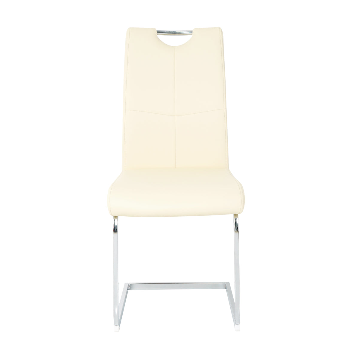 Modern Pu Dining Chair Living Room Chair Upholstered Chair, Electroplated Metal Legs Design, Kitchen, Living Room, Bedroom, Dining Room Side Chair Set Of 2 Light Yellow Metal
