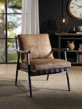 Berham Chestnut And Matt Iron Accent Chair With Metal Leg Chestnut Primary Living Space Genuine Leather