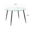Modern Simple Glass Table, High Quality Tempered Glass Metal Material, Black Spray Table Legs, Suitable For Restaurant Kitchen Set Of 1 Black Round Glass