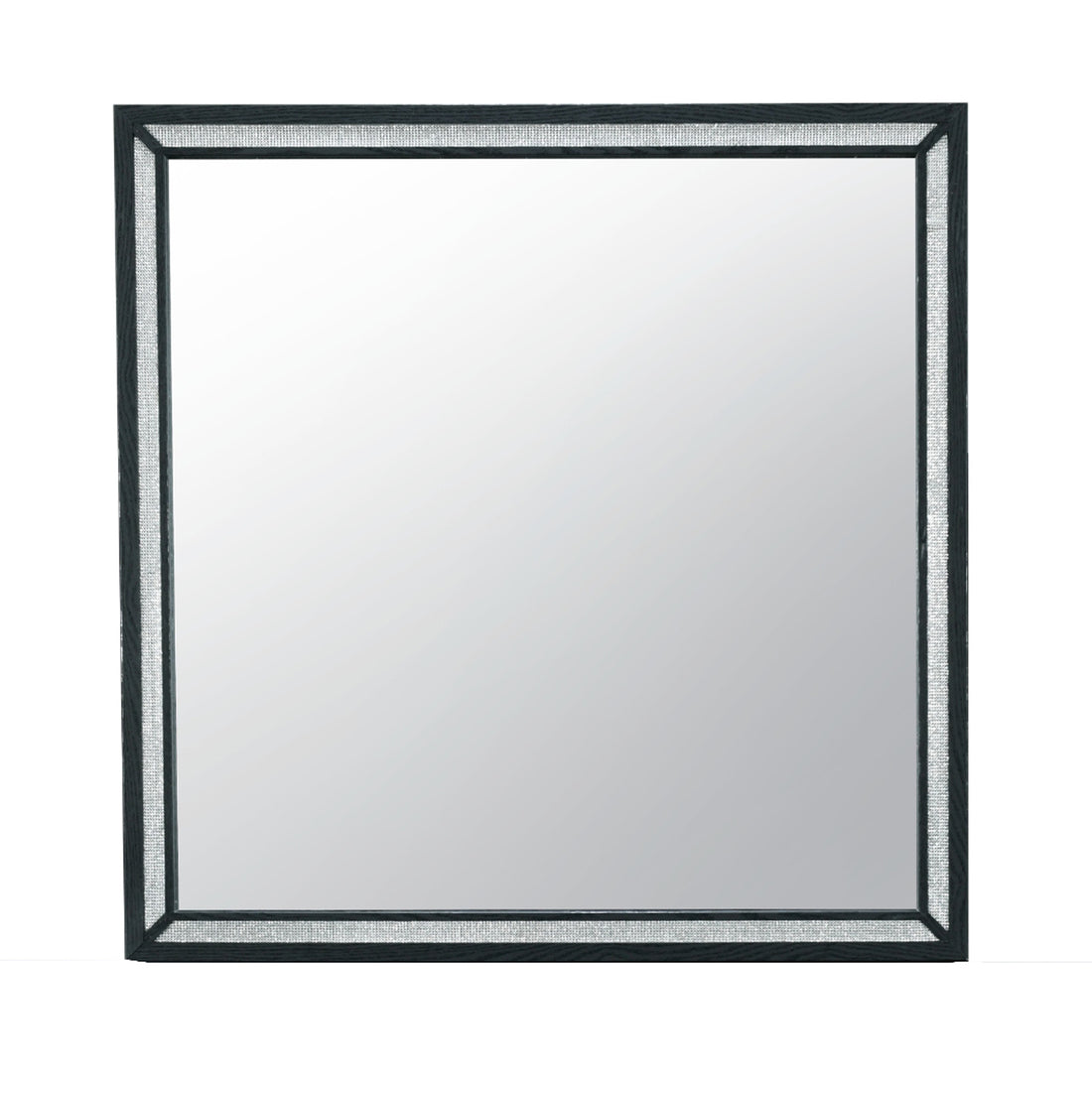 Carlos Black Mirror Black Solid Wood Mdf