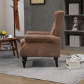 Coolmore Wood Frame Armchair, Modern Accent Chair Lounge Chair With Sturdy Wood Legs For Living Room Bedroom Coffee Pu Coffee Foam Microsuede