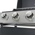 Propane Gas Grill 4 Burner Barbecue Grill, Stainless Steel 34,000 Btu Patio Garden Barbecue Grill With Two Shelves, Lid, Wheels And Bottle Opener Black Iron