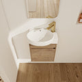 Soft Close Doors Bathroom Vanity With Sink,16 Inch For Small Bathroom Imitative Oak 1 Bathroom Wall Mounted Modern Plywood