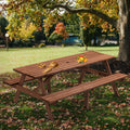 8 Person Brown Wooden Picnic Table, Outdoor Camping Dining Table With 2 Seats, Garden, Diy With 2 Built In Benches, 2220Lb Capacity Brown Wood