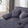 56.3 Inch Corduroy Single Sofa With 2 Toss Pillows And A Ottoman ,Comfy Sofa Deep Seat Couch For Living Room Grey Foam 1 Seat