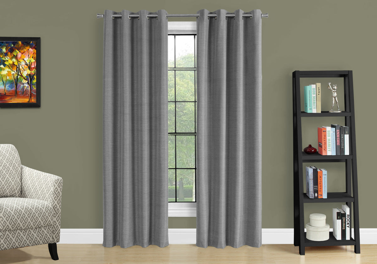Curtain Panel, 2Pcs Set, 54"W X 95"L, 100% Blackout, Grommet, Living Room, Bedroom, Kitchen, Grey Thermal Insulation Polyester, Contemporary, Modern Grey Polyester