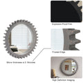 Vintage 17'' X 17'' Wood Round Hanging Gear Shape Decorative Mirror Patchwork Effect With Large Size Mirrors Individually On Art Walls,Sold Individually Antique White Washed White Washed American Design Solid Wood Mdf Mirror