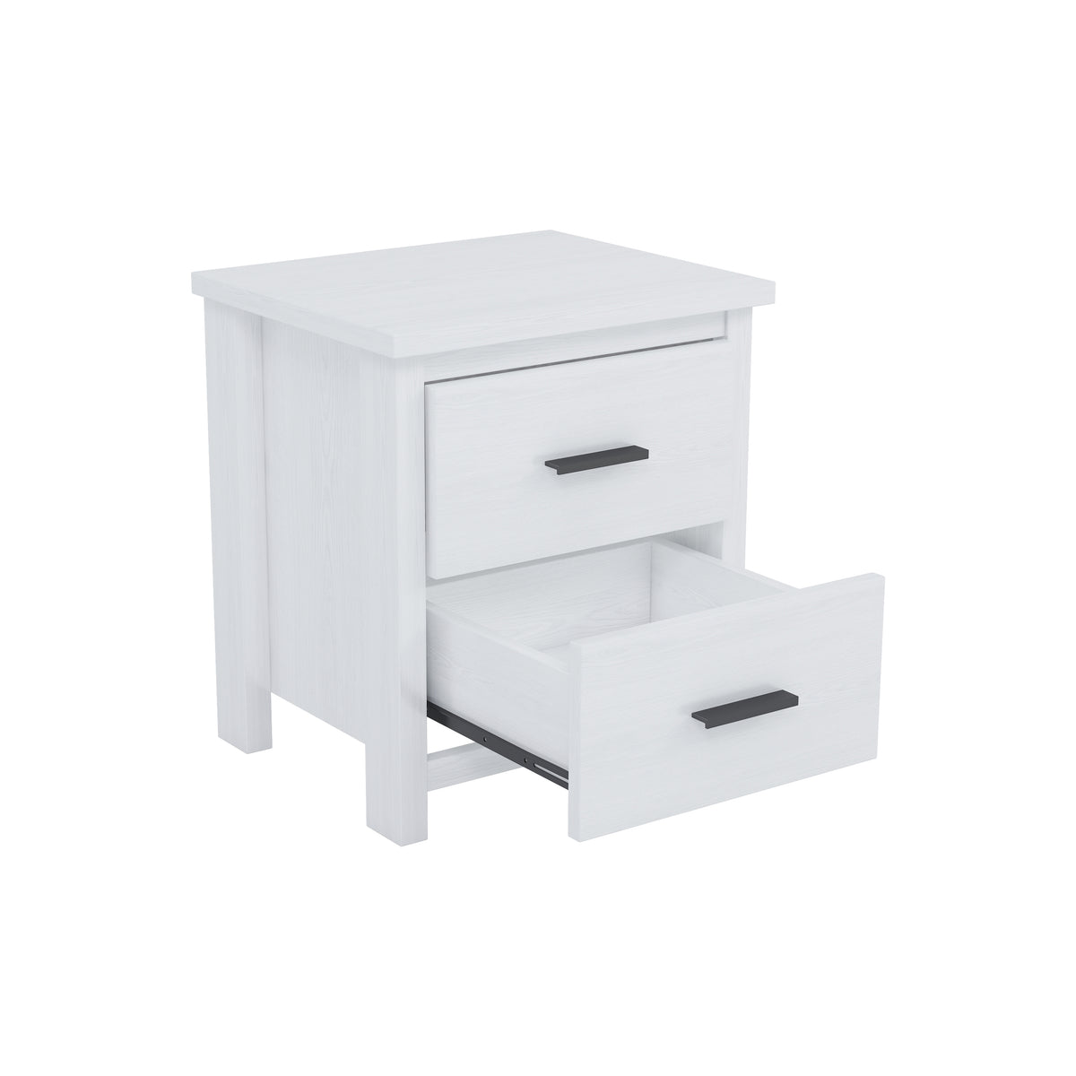 Vintage Two Drawer Wooden Nightstand, Simple And Generous, Large Storage Space,White White Particle Board Mdf
