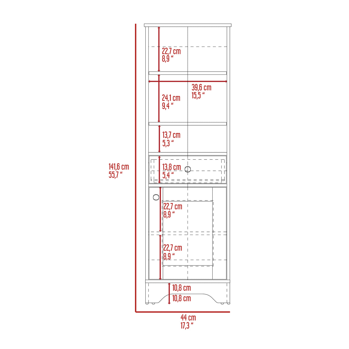 Alaskan Linen Cabinet, One Drawer, Single Door Cabinet 1 Gray 1 5 18 To 23 In 36 To 59 In Bathroom Freestanding Contemporary 10 15 Inches Melamine Engineered Wood