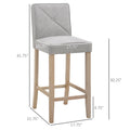 Homcom Modern Bar Stools Set Of 2, Upholstered Bar Height Kitchen Stools With Build In Footrest, Solid Wood Legs, Beige Beige Polyester