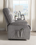 Grey Power Lift Recliner With Massage Grey Velvet Power Push Button Metal Primary Living Space Tight Back Push Button Pillow Top Arms Wood Fabric