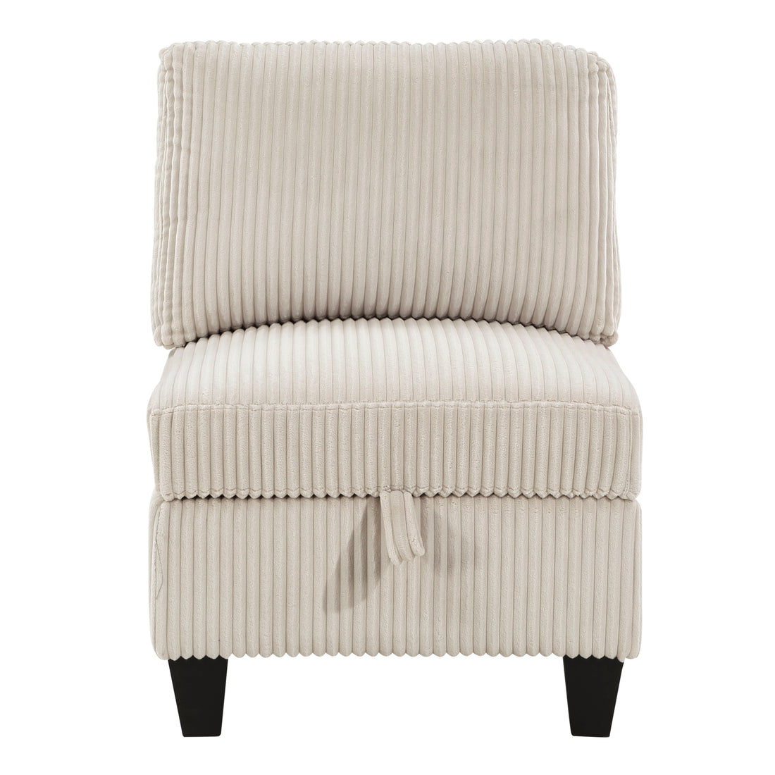 Modern Living Room Furniture Beige Armless Chair With Storage Corduroy Fabric Upholstery 1Pc Modular Armless Chair Beige Primary Living Space Contemporary,Modern Solid Wood