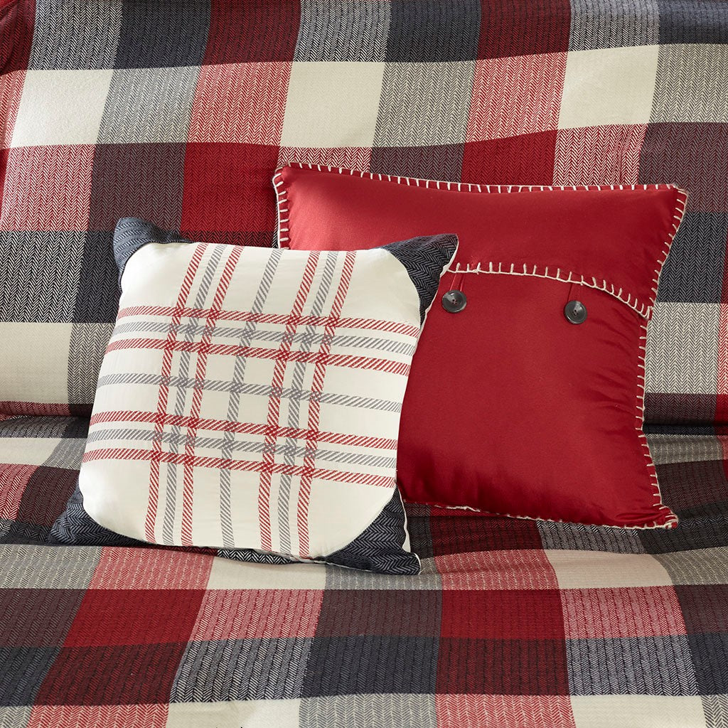 6 Piece Herringbone Duvet Cover Set Queen Multicolor Polyester