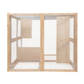 Wooden Cat Catio, Outdoor Cat Enclosure, Cat House With Platforms, Sunshine Board, Hammock, Door, Kitten Cage Condo, Burlywood Burly Wood Wood Metal