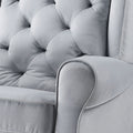Grey Swivel Chair With Glider Grey Gray Primary Living Space Transitional Pine Wood Fabric