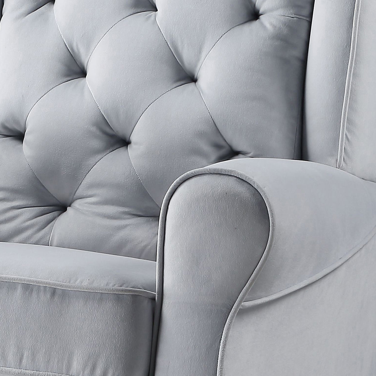 Grey Swivel Chair With Glider Grey Gray Primary Living Space Transitional Pine Wood Fabric