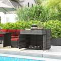 Outsunny Outdoor Towel Rack & Pool Toy Cabinet, Hot Tub Accessory Storage, Freestanding Pe Rattan Wicker Cabinet With Drawer For Indoor, Outdoor Swimming Pool, Spa, Gray Grey Steel