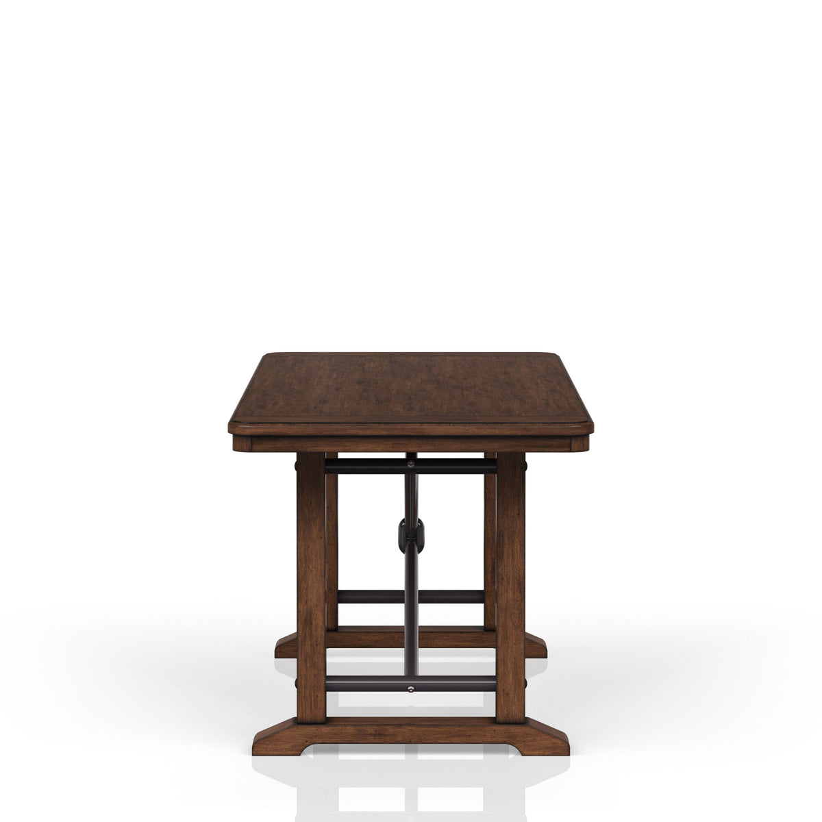 Casual Counter Height Double Pedestal Dining Table Brown Finish Brown Solid Wood Mdf