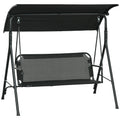 Outsunny 3 Seat Outdoor Patio Swing Chair With Removable Cushion, Steel Frame Stand And Adjustable Tilt Canopy For Patio, Garden, Poolside, Balcony, Backyard, Black 1 Black Steel