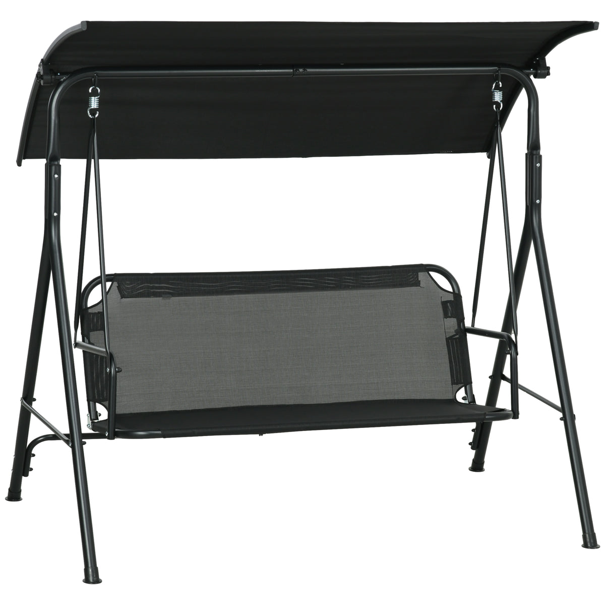Outsunny 3 Seat Outdoor Patio Swing Chair With Removable Cushion, Steel Frame Stand And Adjustable Tilt Canopy For Patio, Garden, Poolside, Balcony, Backyard, Black 1 Black Steel
