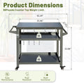 3 Shelf Outdoor Grill Table, Grill Cart With Wheels, Outdoor Pizza Oven Table And Food Prep Table, Blackstone Table With Propane Tank Hook, Grill Stand For Blackstone Griddle For Outside Bbq Grey Metal
